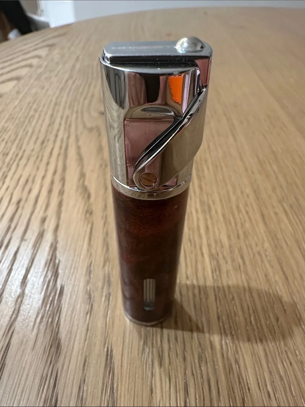 Brown Wood-Effect Cigar Cutter and Torch Lighter Gift Set